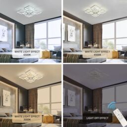 Garwarm 8 Square Acrylic 70W LED Ceiling Light Flush Mount Ceiling Lights in White - thumbnail 4