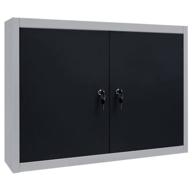 Berkfield Home Wall Mounted Tool Cabinet Industrial Style Metal Grey & Black - image 1