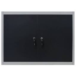 Berkfield Home Wall Mounted Tool Cabinet Industrial Style Metal Grey & Black - thumbnail 3