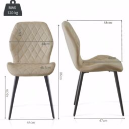 SONARA Modern Velvet Dining Chairs Set of 4 with Ergonomic Curved Backrest in Beige - thumbnail 3