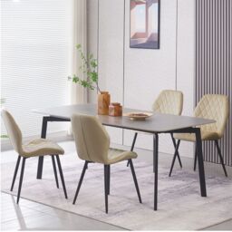 SONARA Modern Velvet Dining Chairs Set of 4 with Ergonomic Curved Backrest in Beige - thumbnail 2