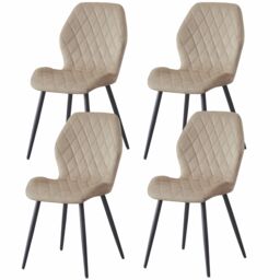 SONARA Modern Velvet Dining Chairs Set of 4 with Ergonomic Curved Backrest in Beige