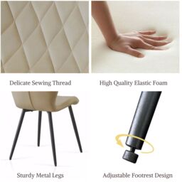 SONARA Modern Velvet Dining Chairs Set of 4 with Ergonomic Curved Backrest in Beige - thumbnail 4