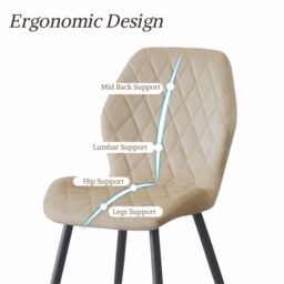 SONARA Modern Velvet Dining Chairs Set of 4 with Ergonomic Curved Backrest in Beige - thumbnail 5