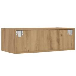 Berkfield Home TV Cabinet with LED Lights Artisan Oak 75x35.5x25 cm in Brown - thumbnail 9