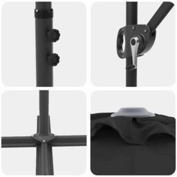 Berkfield Home Garden Cantilever Parasol Black Large Powder-coated steel - thumbnail 9