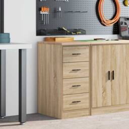 Berkfield Home Garage Storage Cabinet Sonoma Oak 40x51x85 cm Solid Wood Pine in Light Tan - Size: 40 x 51 x 85 cm - thumbnail 2