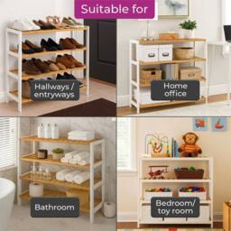 Nordara Natural White 4-Tier Bamboo Shoe Rack Hallway Storage Shelf - thumbnail 5