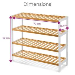Nordara Natural White 4-Tier Bamboo Shoe Rack Hallway Storage Shelf - thumbnail 2