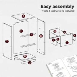 Havendro File Cabinet 3 Lockable Drawers Storage Cabinet in White - Size: 100 cm x 100 cm - thumbnail 6