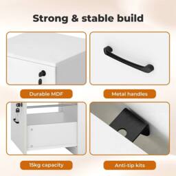 Havendro File Cabinet 3 Lockable Drawers Storage Cabinet in White - Size: 100 cm x 100 cm - thumbnail 4