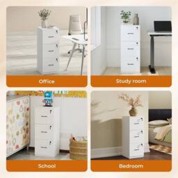 Havendro File Cabinet 3 Lockable Drawers Storage Cabinet in White - Size: 100 cm x 100 cm - thumbnail 5