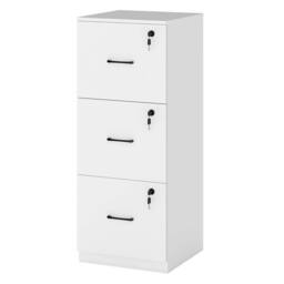 Havendro File Cabinet 3 Lockable Drawers Storage Cabinet in White - Size: 100 cm x 100 cm - thumbnail 7