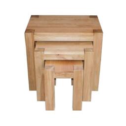 Thats Furniture Kuba Solid Oak Nest of 3 Side Tables for Living Room in Light Oak
