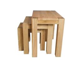 Thats Furniture Kuba Solid Oak Nest of 3 Side Tables for Living Room in Light Oak - thumbnail 2