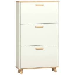 HOMCOM Slim Shoe Storage Cabinet with 3 Drawers & Adjustable Shelves for Hallway in Cream - thumbnail 2