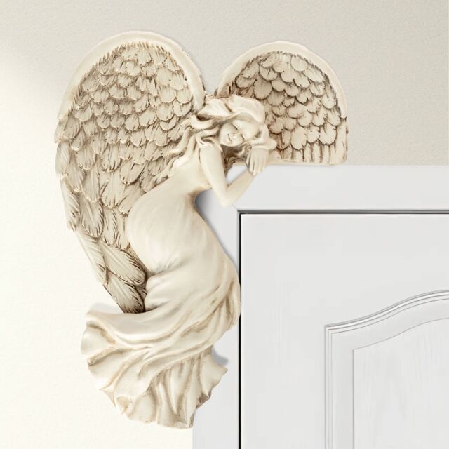 Marco Paul Modern Stone Angel Wings Door Frame Garden Ornament in Cream - image 1