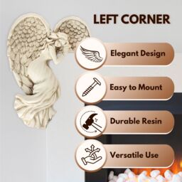 Marco Paul Modern Stone Angel Wings Door Frame Garden Ornament in Cream - thumbnail 5