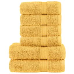 Berkfield Home 6 Piece Premium Towel Set SOLUND Gold 600 gsm - thumbnail 1