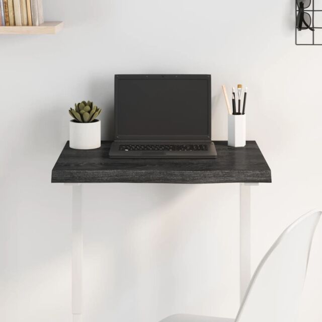 Berkfield Home Table Top Dark Grey 60x50x(2-4) cm Treated Solid Wood Oak - image 1