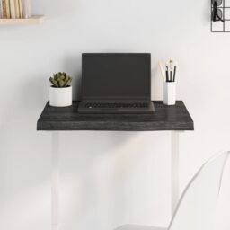 Berkfield Home Table Top Dark Grey 60x50x(2-4) cm Treated Solid Wood Oak - thumbnail 1