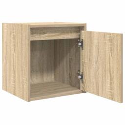 Berkfield Home Wall-Mounted Bedside Cabinet Sonoma Oak 38x34x40 cm in Light Oak - Size: 38 x 34 x 40 cm - thumbnail 5