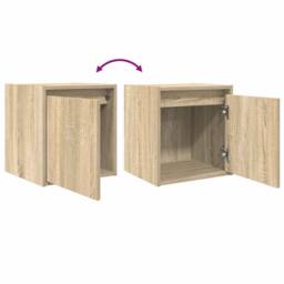 Berkfield Home Wall-Mounted Bedside Cabinet Sonoma Oak 38x34x40 cm in Light Oak - Size: 38 x 34 x 40 cm - thumbnail 9