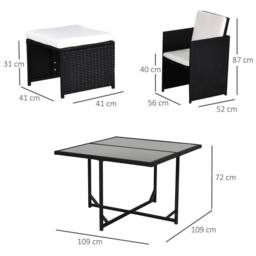 OUTSUNNY 8 Seater Cube Rattan Garden Furniture Dining Set with Cushions in Black - thumbnail 3