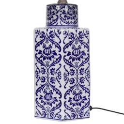 Wyld and Coco 53cm Bedside Table Lamp Hand Painted White and Blue Porcelain Base - thumbnail 6