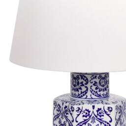 Wyld and Coco 53cm Bedside Table Lamp Hand Painted White and Blue Porcelain Base - thumbnail 5