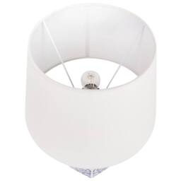 Wyld and Coco 53cm Bedside Table Lamp Hand Painted White and Blue Porcelain Base - thumbnail 4