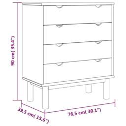Berkfield Home Drawer Cabinet OTTA Brown&White 76.5x39.5x90cm Solid Wood Pine in Natural - Size: 76.5x39.5x90 cm - thumbnail 6