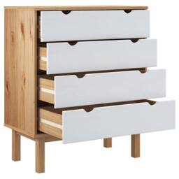 Berkfield Home Drawer Cabinet OTTA Brown&White 76.5x39.5x90cm Solid Wood Pine in Natural - Size: 76.5x39.5x90 cm - thumbnail 4