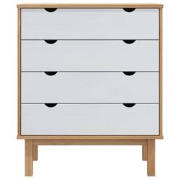 Berkfield Home Drawer Cabinet OTTA Brown&White 76.5x39.5x90cm Solid Wood Pine in Natural - Size: 76.5x39.5x90 cm - thumbnail 3