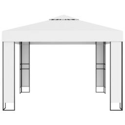 Berkfield Home Gazebo with Double Roof&LED String Lights 3x3 m White - thumbnail 4