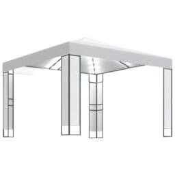 Berkfield Home Gazebo with Double Roof&LED String Lights 3x3 m White - thumbnail 3