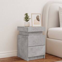Berkfield Home Bedside Cabinet with LED Lights Concrete Grey 35x39x55 cm - Size: 35 x 39 x 55 cm - thumbnail 3