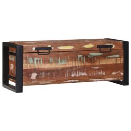 Berkfield Home Storage Chests 80x30x30cm Solid Reclaimed Wood & Metal in Brown - Size: 80 x 30 x 30 cm - thumbnail 3