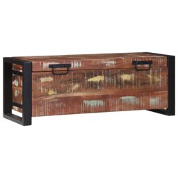 Berkfield Home Storage Chests 80x30x30cm Solid Reclaimed Wood & Metal in Brown - Size: 80 x 30 x 30 cm - thumbnail 2