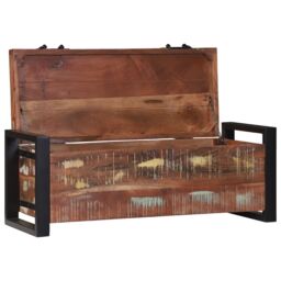 Berkfield Home Storage Chests 80x30x30cm Solid Reclaimed Wood & Metal in Brown - Size: 80 x 30 x 30 cm
