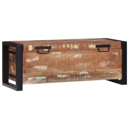 Berkfield Home Storage Chests 80x30x30cm Solid Reclaimed Wood & Metal in Brown - Size: 80 x 30 x 30 cm - thumbnail 4