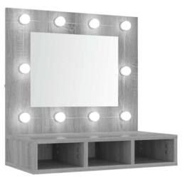 Berkfield Home Mirror Cabinet with LED Grey Sonoma 60x31.5x62 cm - thumbnail 3