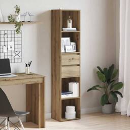 Berkfield Home Modern Book Cabinet Artisan Oak 36x30x171 cm Engineered Wood in Brown - Size: 36 x 30 x 171 cm - thumbnail 2
