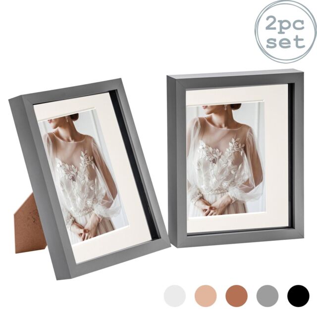"Nicola Spring 3D Box Photo Frames - 8 x 10"" with 5 x 7"" Mount - Grey Mount - Pack of 2" - image 1