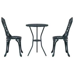 Berkfield Home Stylish 3 Piece Garden Bistro Set Green Cast Aluminium - thumbnail 6