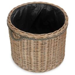 Red Hamper Round Willow Patio Planter With Black Plastic Lining in Brown - thumbnail 2