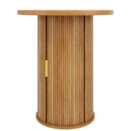 Merax Modern Round Bar Table with Built In Storage Cabinet in Natural - thumbnail 9