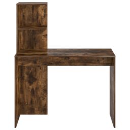 Berkfield Home Smoked Oak Writing Desk Smoked Oak Engineered wood Medium Storage in Brown - thumbnail 4