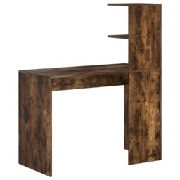 Berkfield Home Smoked Oak Writing Desk Smoked Oak Engineered wood Medium Storage in Brown - thumbnail 6
