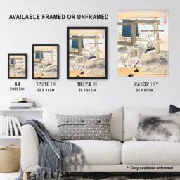 "Artery8 Monk Ringing the Temple Bell Vintage Japan Wall Art Print Gekko in Beige - Size: W24"" x H32""" - thumbnail 3